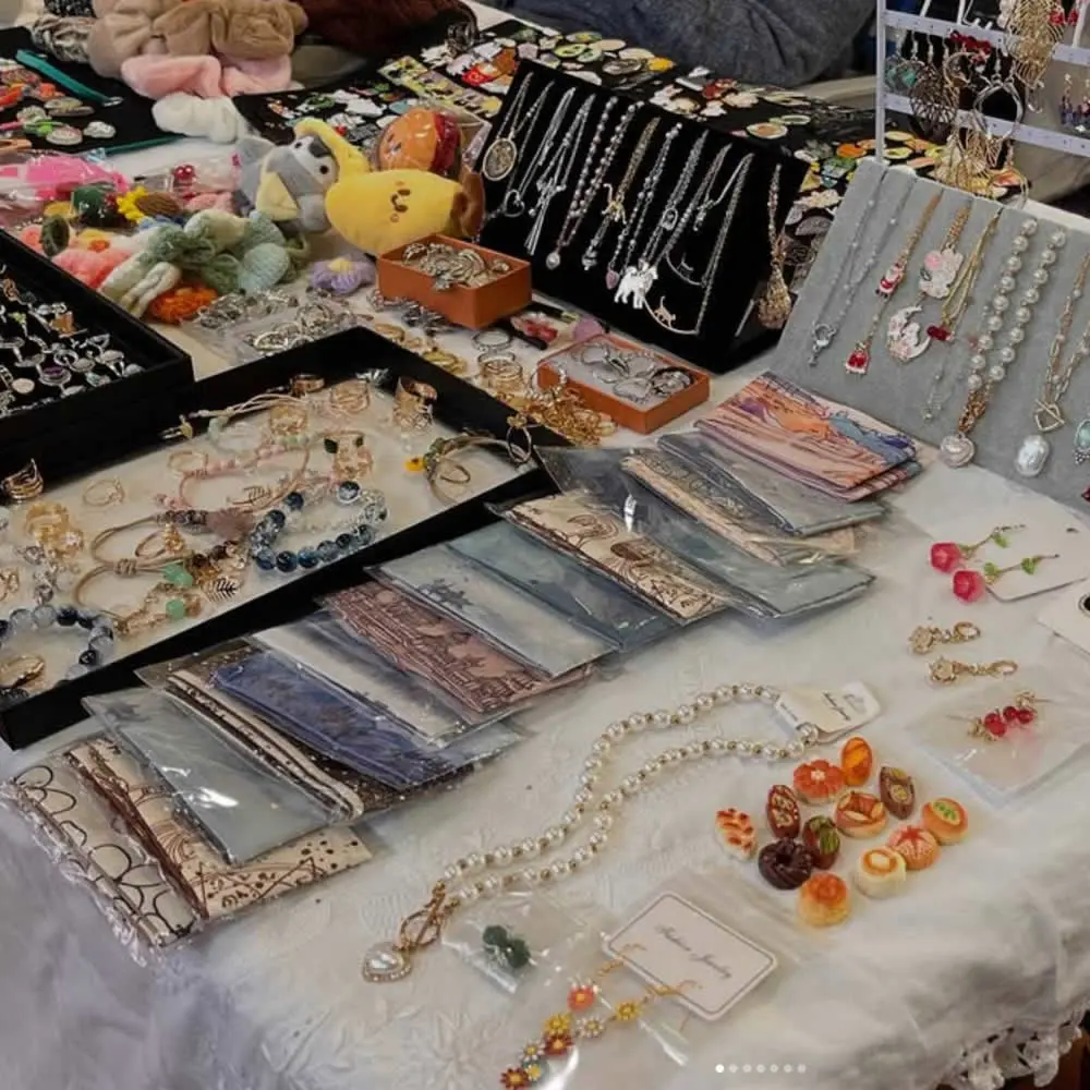 Alisa's Adorables pop-up stall featuring unique handmade jewelry and enamel pins